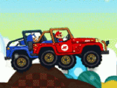cursa jeepuri cu mario si sonic