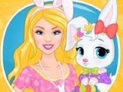 barbie ingrijeste iepurasul de paste