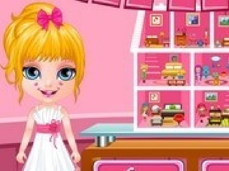 bebelusa barbie decoreaza casa de papusi