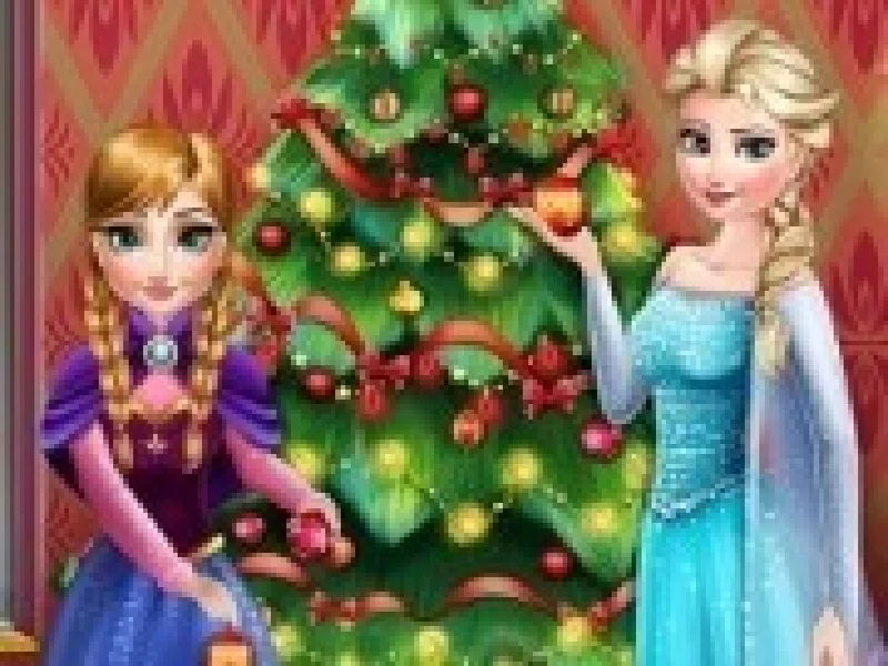 elsa si anna impodobesc bradul