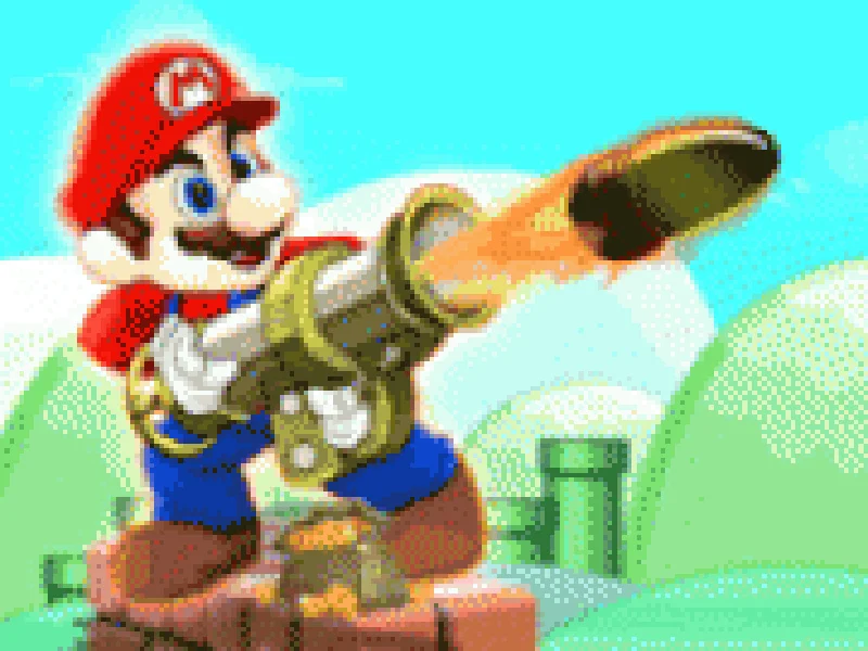 mario impusca gumba cu bazooka