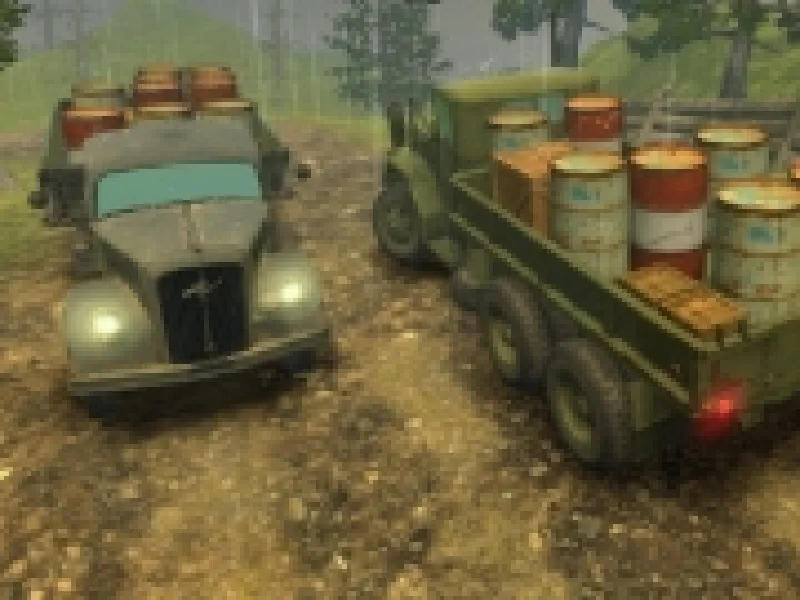 offroad cu camioane 3d in ploaie