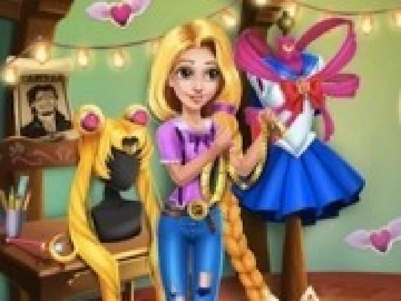 rapunzel in haine de cosplay