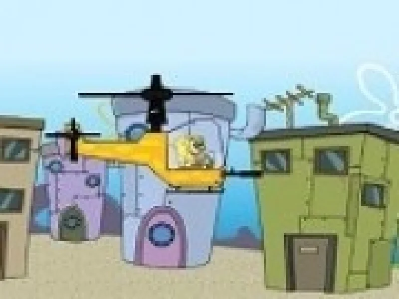 spongebob impuscaturi cu elicopterul