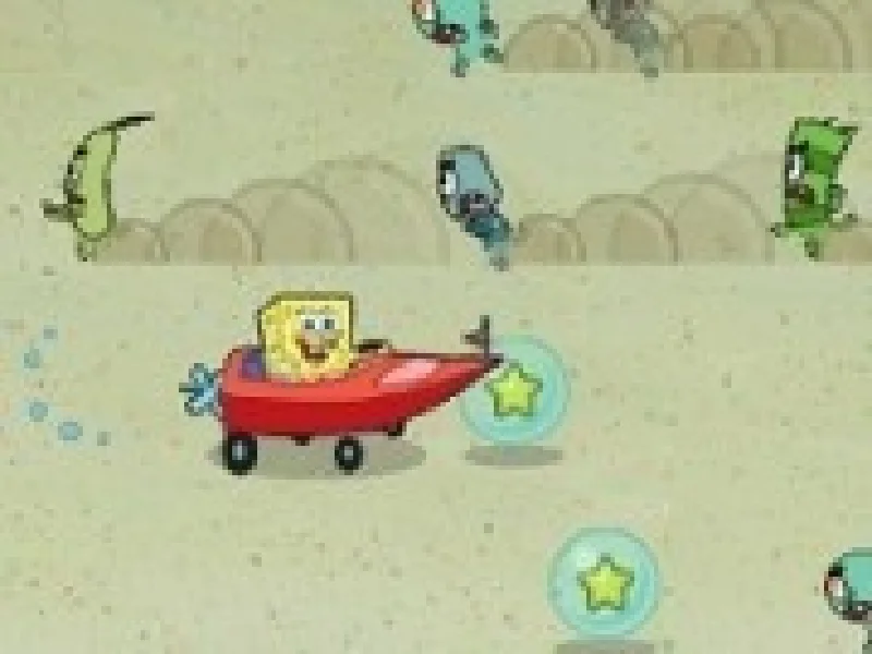 spongebob pantaloni patrati conduce masina de curse