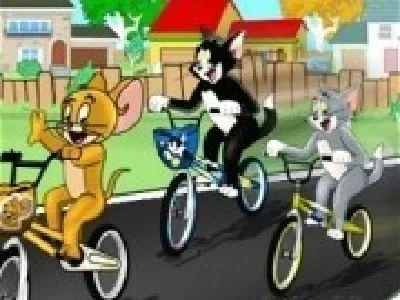 tom si jerry curse pe biciclete cu nitro